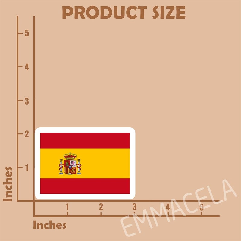EMMACELA (3PCS) Spain Flag stickers, Countries Flag Stickers - Waterproof Vinyl Decals For Laptops, Tumblers, Water Bottles, Books, Scrapbooks, Size 3 x 2.2 Inch - Image 2